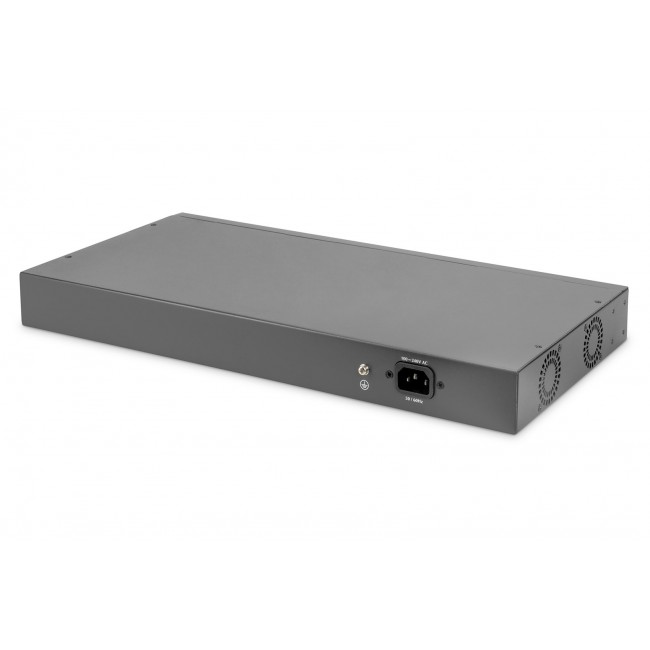Digitus DN-95343 network switch Unmanaged Fast Ethernet (10/100) Power over Ethernet (PoE) 1U Black, Silver