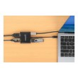 Manhattan USB-C to Dual HDMI and USB-A Adapter, Dual 4K@30Hz or Single 4K@60Hz, USB 2.0 USB-A Port (480 Mbps), Up to 100W USB-C Power Delivery Pass-Through, 15cm Cable, Black, Three Year Warranty