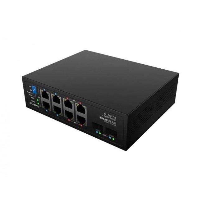 Lanberg ILGE-8P-2S-120 network switch Unmanaged Fast Ethernet (10/100) Power over Ethernet (PoE) 1U Black