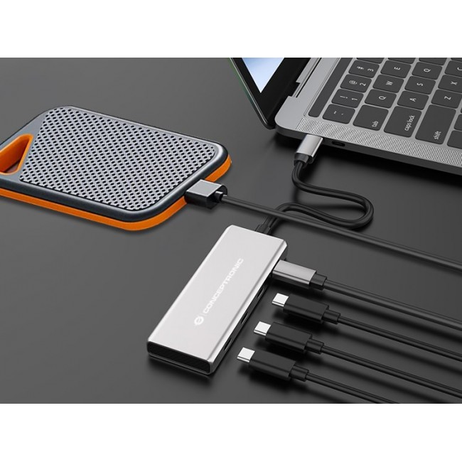 Conceptronic HUBBIES16G interface hub USB 3.2 Gen 2 (3.1 Gen 2) Type-C 10000 Mbit/s Grey