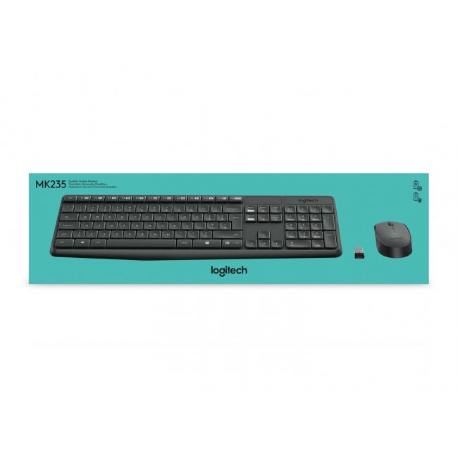 Logitech MK235 keyboard Mouse included USB QWERTY US International Grey