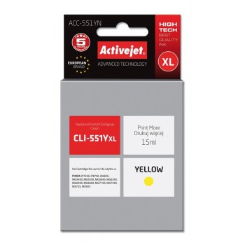 Activejet ACC-551YN Ink cartridge (replacement for Canon CLI-551Y Supreme 15 ml yellow)