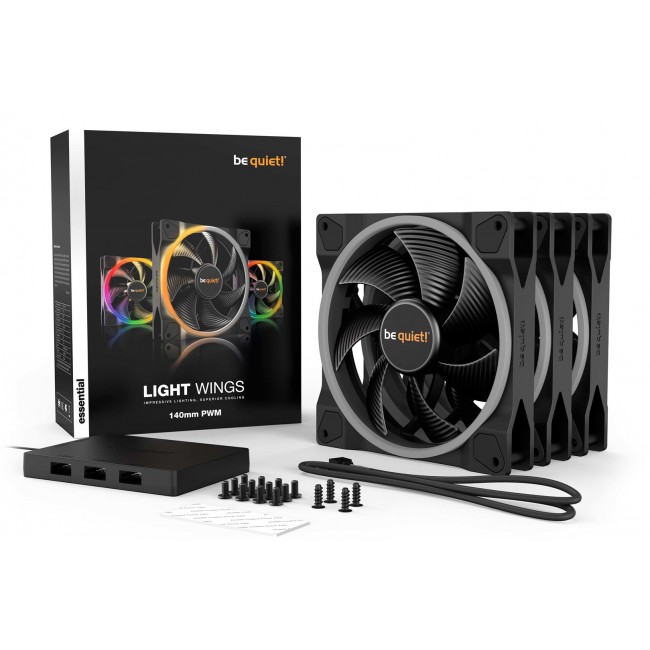 be quiet! Light Wings 140mm ARGB PWM Fan Black 3 Pack be quiet! Light Wings 140mm ARGB PWM Fan Black 3 Pack