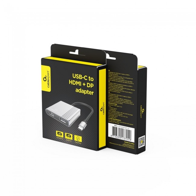 Gembird A-CM-HDMIFDPF-01 USB-C to HDMI + DP adapter, 4K 60Hz, black