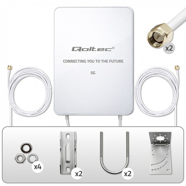 Qoltec Antena 5G LTE | 16dBi | kierunkowa | zewnętrzna | SMA | 3300-3800MHz | wodoodporna | 3m