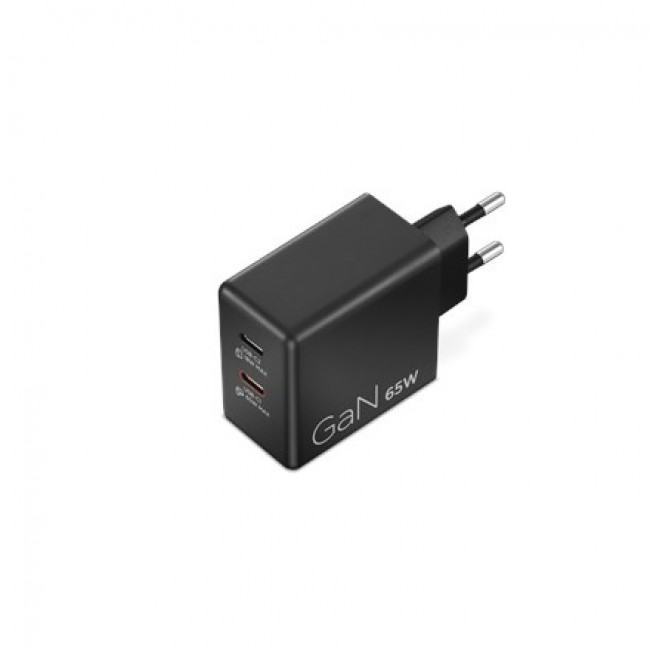 Lenovo Dual USB-C 65W GaN Charger Universal Black AC Indoor