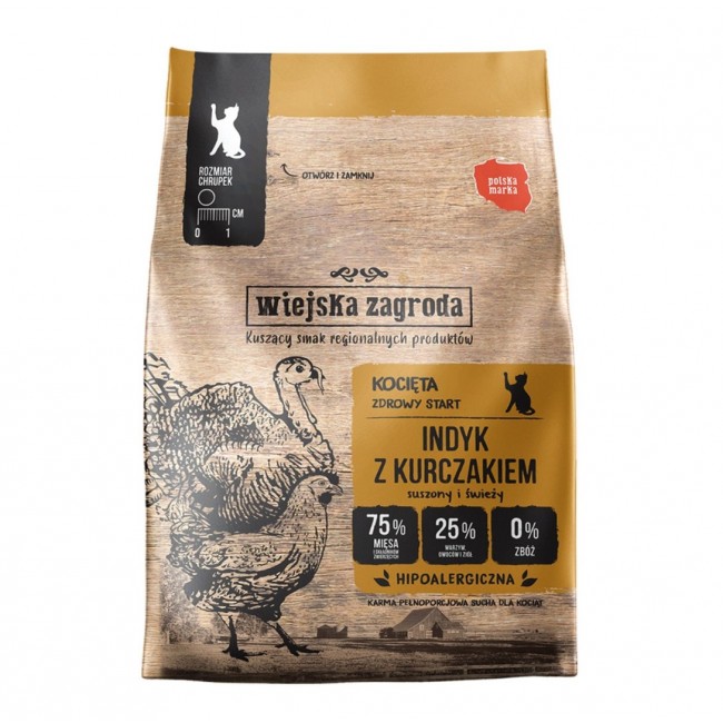 WIEJSKA ZAGRODA Kitten Turkey with chicken - dry cat food - 400g WIEJSKA ZAGRODA Kitten Turkey with chicken - dry cat food - 400g