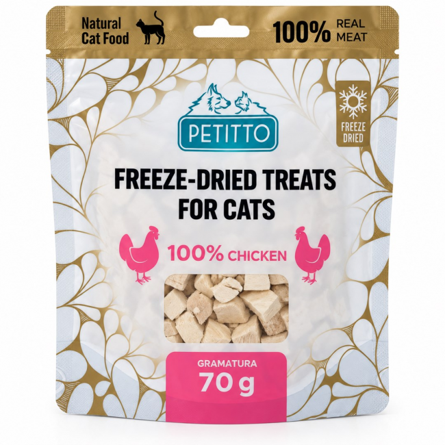 PETITTO Freeze-dried chicken treats Mono - cat treats - 70g