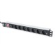 Digitus aluminum outlet strip with switch, 7 safety outlets, 2 m supply with surge protection Digitus aluminum outlet strip with switch, 7 safety outlets, 2 m supply with surge protection