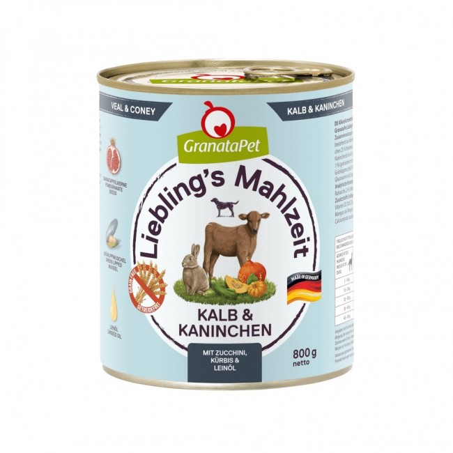 GRANATAPET Liebling's Mahlzeit Veal and coney - wet dog food - 800g