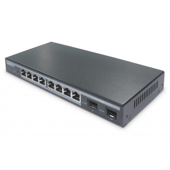 Digitus 8-Port Gigabit PoE Networkswitch, Desktop, L2 managed, 2 Uplinkports, SFP, 86 W, af/at