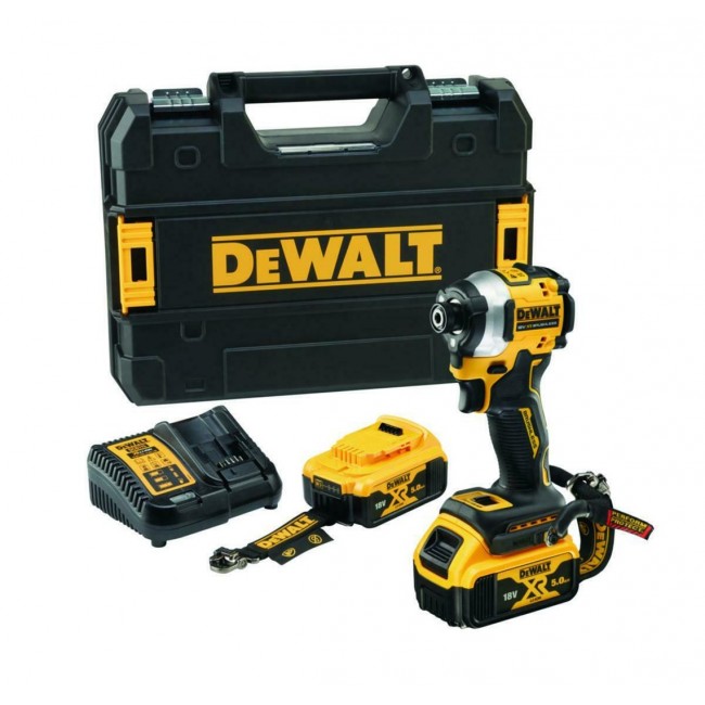DEWALT. IMPACT SCREWDRIVER18V DCF850P2T 208Nm 2x5.0Ah TSTAK LANYARD READY