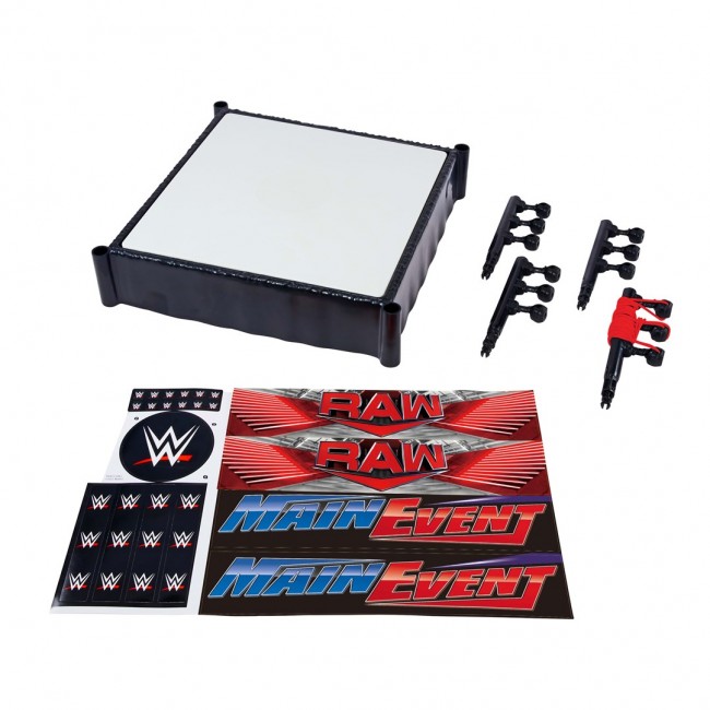 Mattel WWE Superstar Ring with Labels for Main Event & RAW, Spring-Loaded with Elastic Ring Ropes