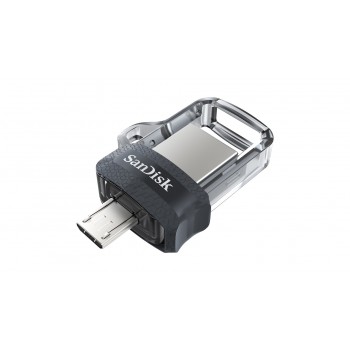 SanDisk Ultra Dual m3.0 USB flash drive 128 GB USB Type-A / Micro-USB 3.2 Gen 1 (3.1 Gen 1) Black, Silver, Transparent