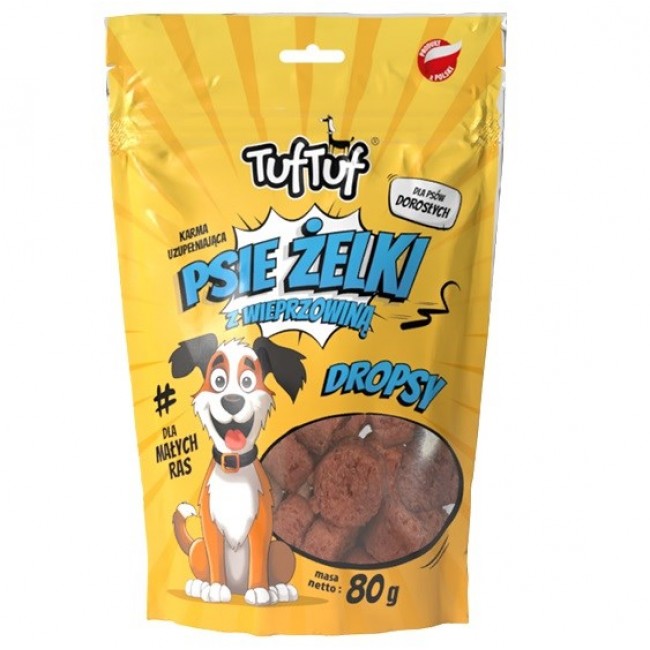 TUF TUF Dog gummies - pork drops - dog treat - 80g TUF TUF Dog gummies - pork drops - dog treat - 80g