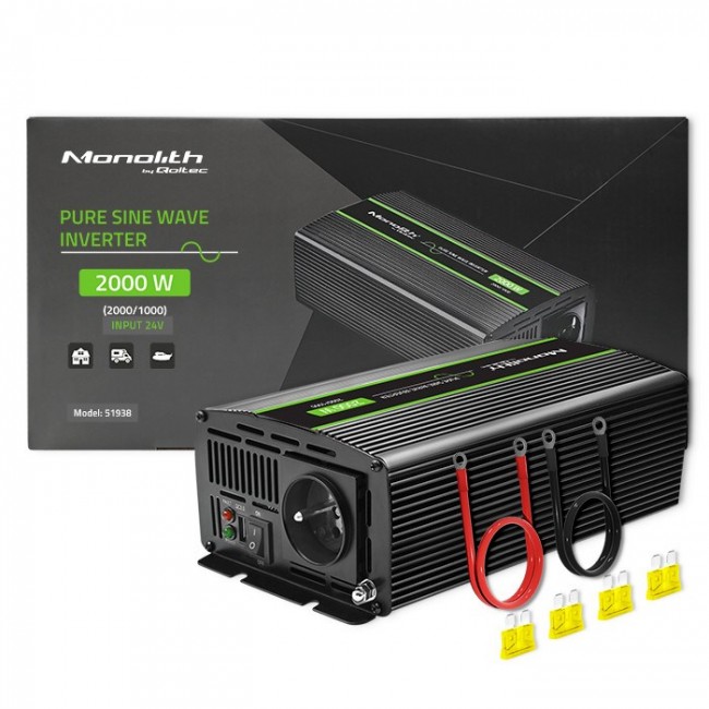 Qoltec Monolith power adapter/inverter Auto 2000 W Black
