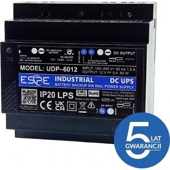 ZASILACZ IMPULSOWY BUFOROWY NA SZYNĘ DIN ESPE UDP-6012 12 V 60 W 5 A