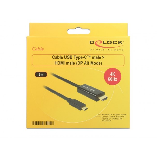 DeLOCK 85291 video cable adapter 2 m USB Type-C HDMI Black DeLOCK 85291 video cable adapter 2 m USB Type-C HDMI Black