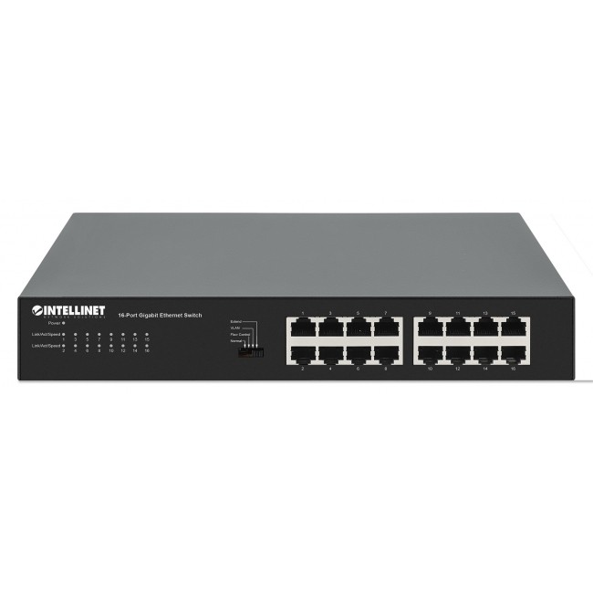 Intellinet 16-Port Gigabit Ethernet Switch 16 x 10/100/1000 Mbps RJ45 Ports, Green Ethernet / IEEE 802.3az Energy Efficient Ethernet, Desktop Format, Includes Optional 19 Intellinet 16-Port Gigabit Ethernet Switch 16 x 10/100/1000 Mbps RJ45 Ports, Green Ethernet / IEEE 802.3az Energy Efficient Ethernet, Desktop Format, Includes Optional 19
