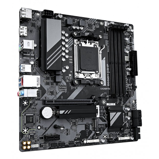 GIGABYTE B650M D3HP Motherboard - AMD Ryzen 9000 Series CPUs, 5+2+2 Phases VRM, up to 7600MHz DDR5 (OC), 2xPCIe 4.0 M.2, 2.5GbE LAN, USB 3.2 Gen 1