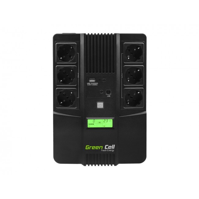 Green Cell AiO 800VA LCD uninterruptible power supply (UPS) Line-Interactive 0.8 kVA 480 W 6 AC outlet(s) Green Cell AiO 800VA LCD uninterruptible power supply (UPS) Line-Interactive 0.8 kVA 480 W 6 AC outlet(s)