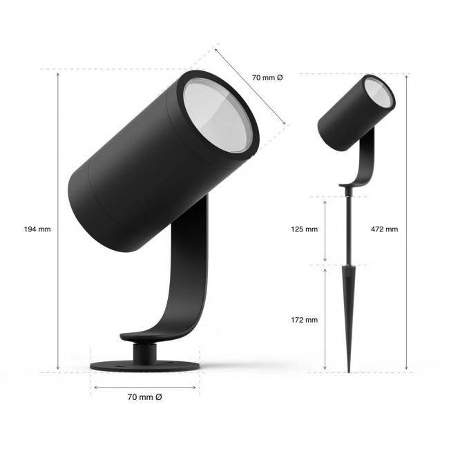 Philips Hue White and colour ambience Lily Outdoor spot light 1741430P7 Philips Hue White and colour ambience Lily Outdoor spot light 1741430P7