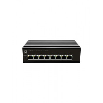 LevelOne 8-Port Fast Ethernet Industrial Switch, DIN-Rail, -40 C to 75 C