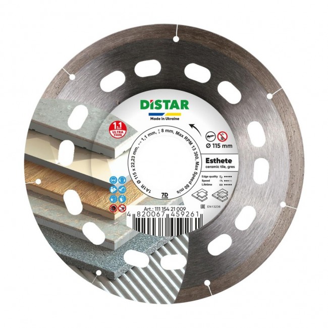 Diamond blade Distar 115x1.1x8x22.23mm Diamond blade Distar 115x1.1x8x22.23mm
