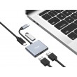 Equip USB-C 4-in-1 Dual HDMI Adapter, USB-C Hub with Dual HDMI USB 3.2 Gen 1 and 100W USB PD, USB-C MST Adapter for Dual Monitors