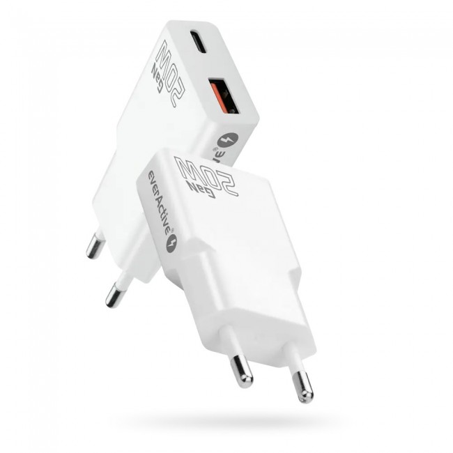 Charger everActive GaN SUPER SLIM SC-340Q USB QC3.0 and USB-C PD 20 W
