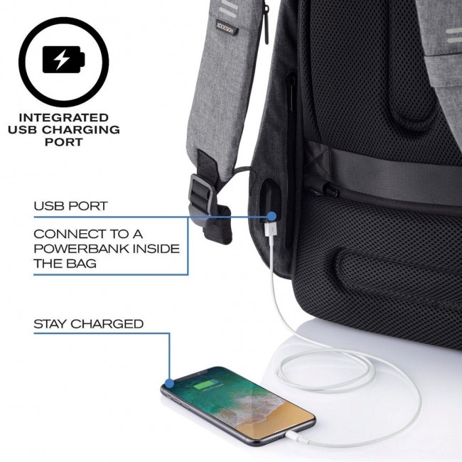 XD DESIGN ANTI-THEFT BACKPACK BOBBY HERO REGULAR GREY P/N: P705.292 XD DESIGN ANTI-THEFT BACKPACK BOBBY HERO REGULAR GREY P/N: P705.292
