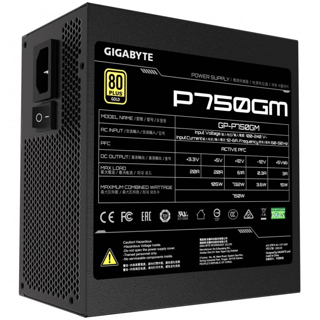 Gigabyte P750GM power supply unit 750 W 20+4 pin ATX ATX Black Gigabyte P750GM power supply unit 750 W 20+4 pin ATX ATX Black