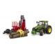 BRUDER John Deere 7R 350 with forestry trailer and 4 trunks