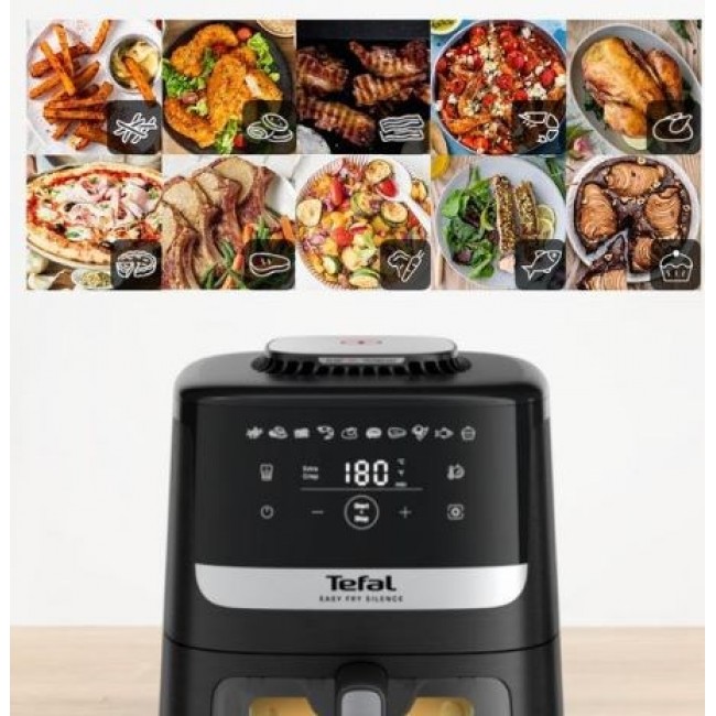 Tefal Easy Fry Silence EY5568E0 fryer Single 5 L Stand-alone Hot air fryer Black, Stainless steel Tefal Easy Fry Silence EY5568E0 fryer Single 5 L Stand-alone Hot air fryer Black, Stainless steel