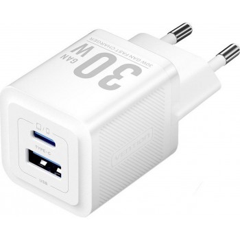 Vention Charger 1x USB-A 1x USB-C GaN 30W WHITE