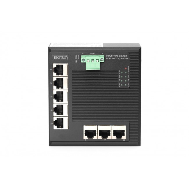 Digitus 8 Port Gigabit Ethernet Network Switch, Flat, Industrial, Unmanaged