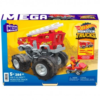 SET OF BUILDING BLOCKS MEGA BLOKS HOT WHEELS MONSTER TRUCKS 5-ALARM HHD19 FIRE TRUCK