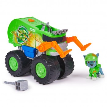 PAW Patrol : Rescue Wheels Rocky s Recycle Truck, Toy Truck with Projectile Launcher and Collectible Action Figure, Kids Toys for Boys & Girls Ages 3+