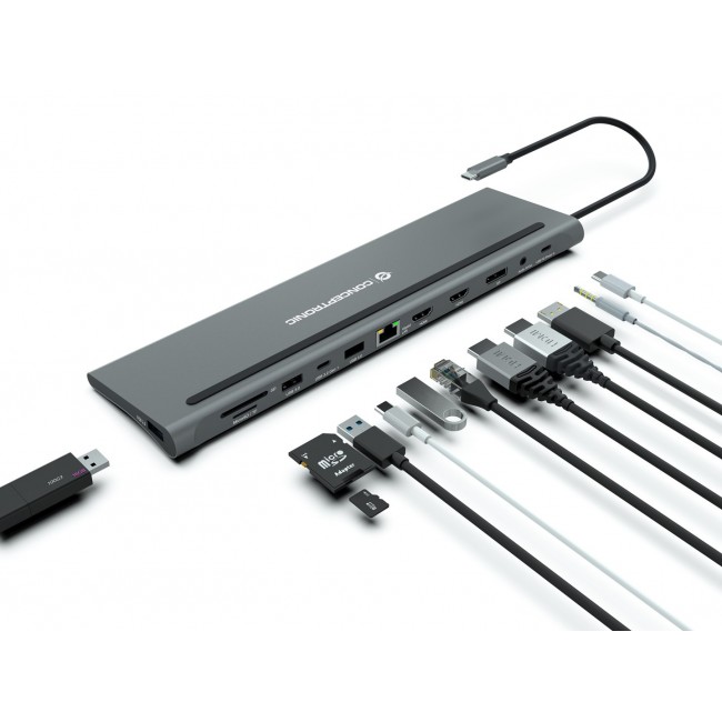 Conceptronic DONN17G laptop dock/port replicator Wired USB 3.2 Gen 1 (3.1 Gen 1) Type-C Grey Conceptronic DONN17G laptop dock/port replicator Wired USB 3.2 Gen 1 (3.1 Gen 1) Type-C Grey