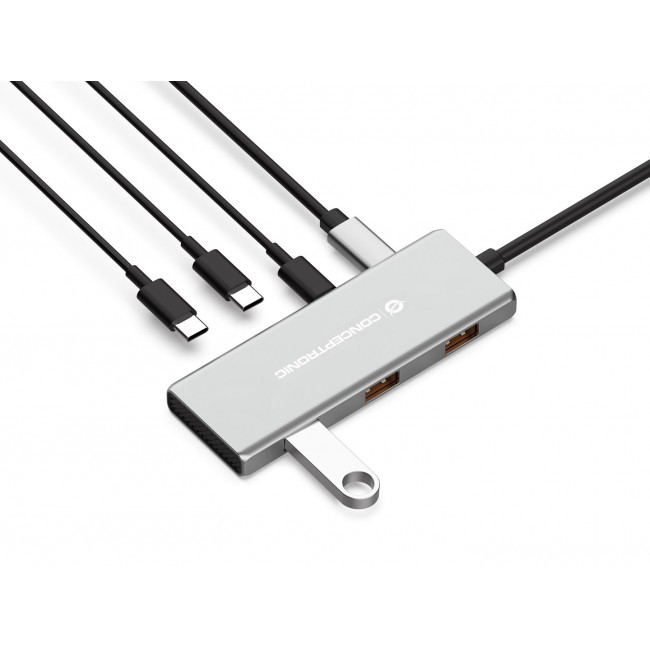 Conceptronic HUBBIES17G interface hub USB 3.2 Gen 2 (3.1 Gen 2) Type-C 10000 Mbit/s Grey