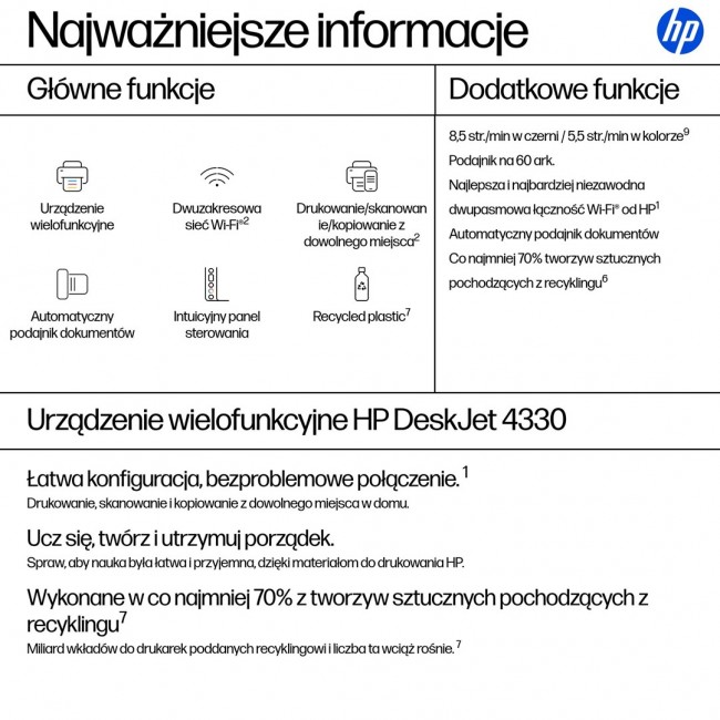 HP DeskJet 4330 Wireless All-in-One Color Printer, Instant Ink