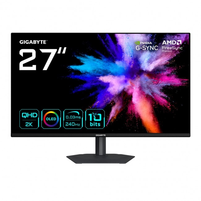 GIGABYTE GO27Q24A 27 OLED 2K QHD Gaming Monitor- 2560 x 1440, 240Hz, 0.03ms, 400 cd/m2, FreeSync Premium, G-Sync Compatible, HDMI 2.1, Displayport 1.4