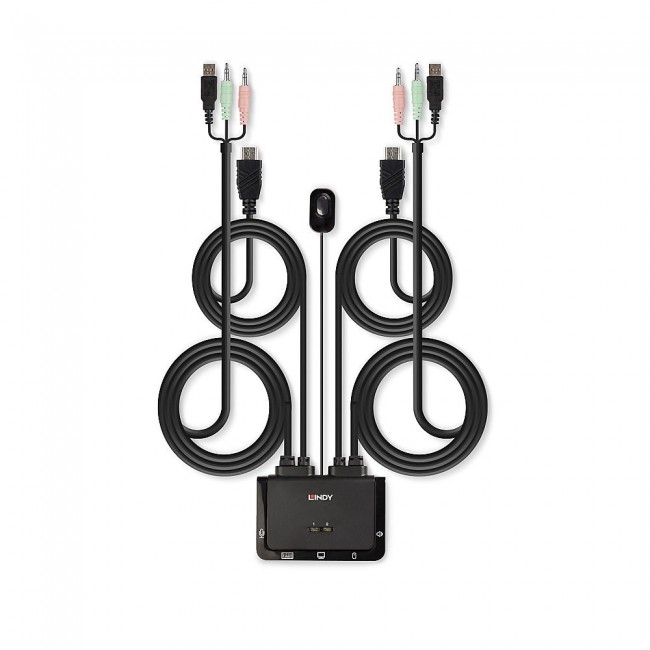 Lindy 2 Port HDMI 4K30, USB 2.0 and Audio Cable KVM Switch