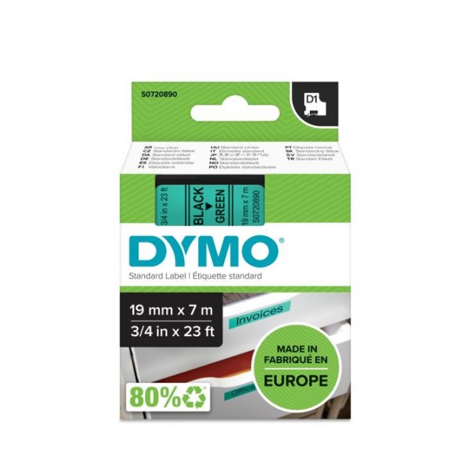 DYMO D1 Standard - Black on Green - 19mm