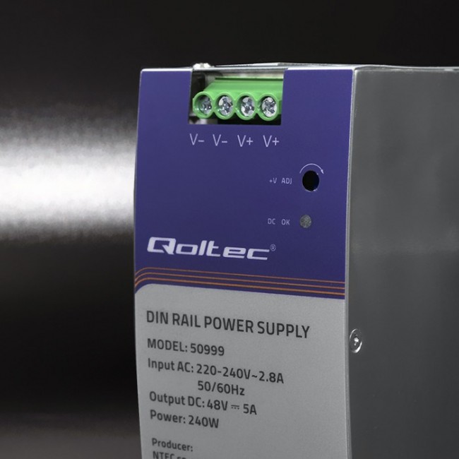 Qoltec 50999 DIN rail power supply | 240W | 48V | 5A Qoltec 50999 DIN rail power supply | 240W | 48V | 5A
