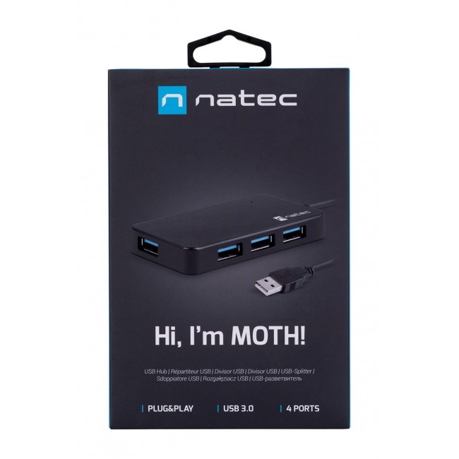 NATEC Hub USB 3.0 Moth (4 ports, black) NATEC Hub USB 3.0 Moth (4 ports, black)