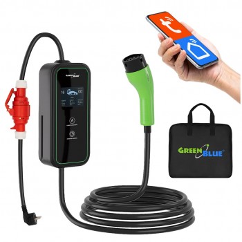 GreenBlue EV/PHEV Charger, portable, Type 2, cable length 6.8 m, IP65, 11 kW, 220 380 V AC 50/60 Hz, 16 A, 3-phase, GB1100