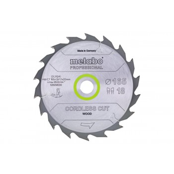 METABO CIRCULAR SAW BLADE HW/CT 165x20x18Z CORDLESS CUT WOOD PROFESSIONAL