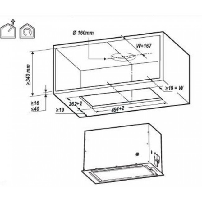 Elica LANE BL MAT/A/72 Built-in Black, Grey 550 m /h