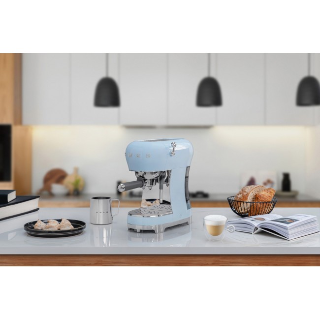 Smeg ECF02PBEU coffee machine pastel blue